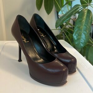 Burgundy YSL heels